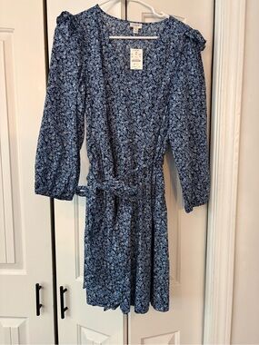 Jcrew Joie Blue Floral Wrap Dress - Blue Floral Print NWT